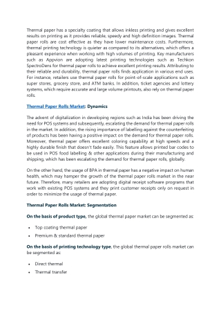 Thermal Paper Rolls Market