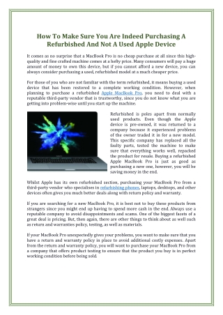 How To Make Sure You Are Indeed Purchasing A Refurbished And Not A Used Apple Device