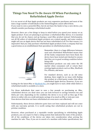 Things You Need To Be Aware Of When Purchasing A Refurbished Apple Device