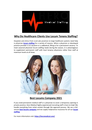 Why Do Healthcare Clients Use Locum Tenens Staffing