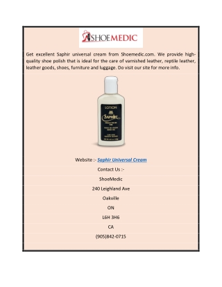 Saphir Universal Cream  Shoemedic.com