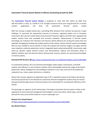 Automotive Thermal System Market to Witness Astonishing Growth by 2026