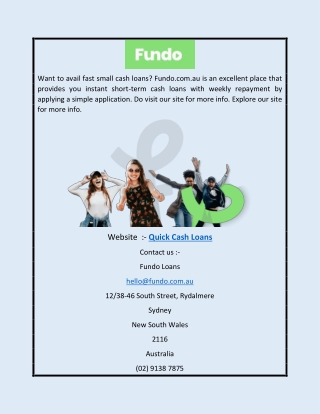 Quick Cash Loans | Fundo.com.au