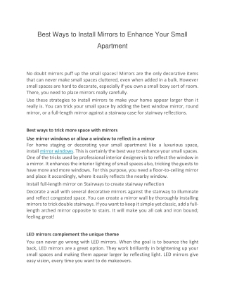 Best Ways to Install Mirrors to Enhance Your Small Apartment-converted