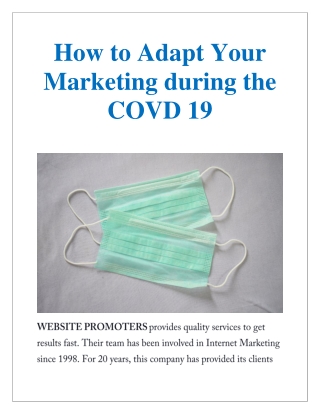 How to Adapt Your Marketing during the COVD-19