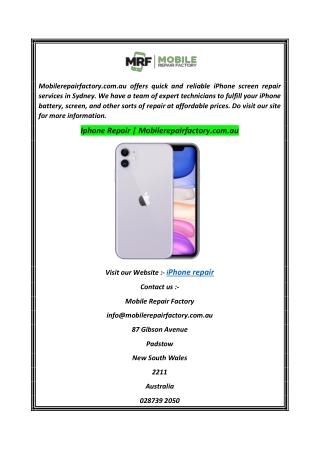 Iphone Repair  Mobilerepairfactory.com.au