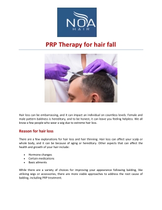 PRP Therapy for hair fall