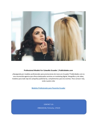 Professional Models For Catwalks Ecuador | Publicidadec.com