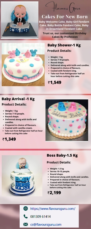 Order Now! Customized Cakes for New Born Online In Gurgaon, Delhi NCR from Flavo