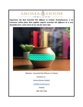 Essential Oils Diffuser In Ireland  Aromahouse.ie