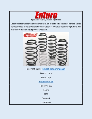 Eibach Sænkningskit  | Enturo.dk