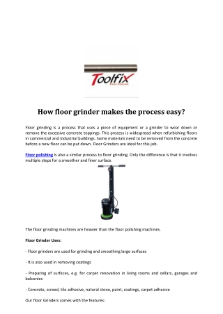 How floor grinder makes the process easy