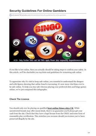 Security Guidelines For Online Gamblers