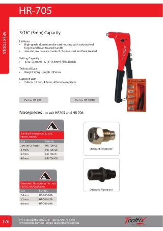 APEX HR-705 HAND RIVET TOOL 3/16