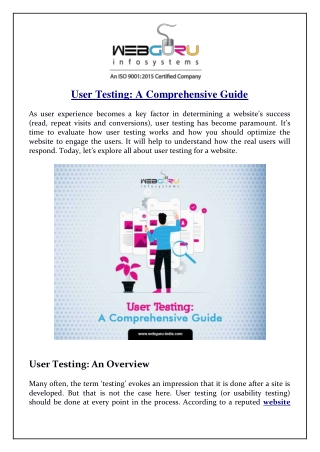 User Testing: A Comprehensive Guide