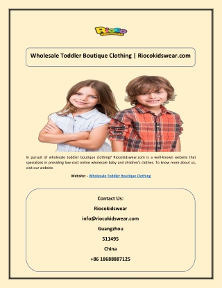 Wholesale Toddler Boutique Clothing | Riocokidswear.com