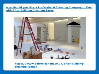 Hire a Professional Cleaning Company to Deal with After Building Cleaning Tasks