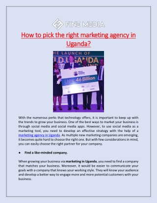 How to pick the right marketing agency in Uganda?