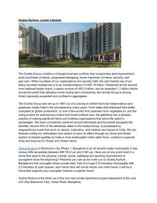 Godrej Nurture- Lavish Lifestyle