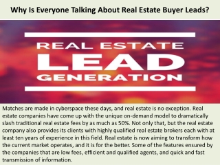 Why Is Everyone Talking About Real Estate Buyer Leads?