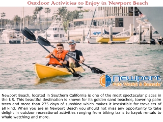 Outdoor Activities to Enjoy in Newport Beach
