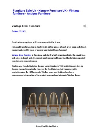 Vintage Ercol Furniture