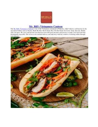 5% off - Mr Bill's Vietnamese Canteen Restaurant Wakerley, QLD