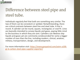 Difference between steel pipe and steel tube