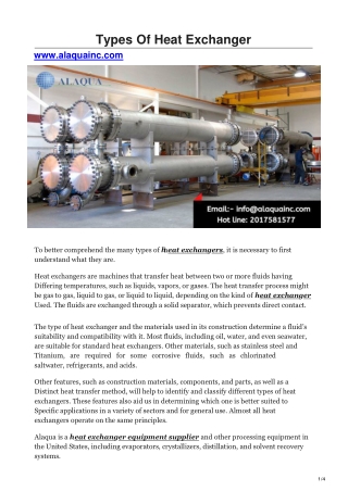 Types Of Heat Exchanger