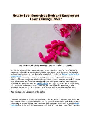 How to Spot Suspicious Herb and Supplement Claims During Cancer