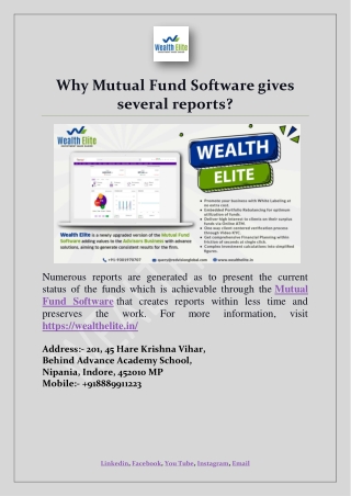 Why Mutual Fund Software gives several reports