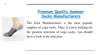 Premium Quality Summer Socks Manufacturers