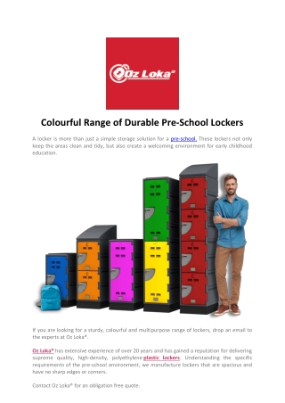 Colourful Range Of Durable Pre-School Lockers