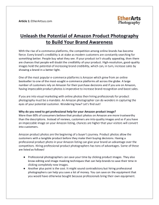 Unleash the Potential of Amazon Product Photography to Build Your Brand Awareness