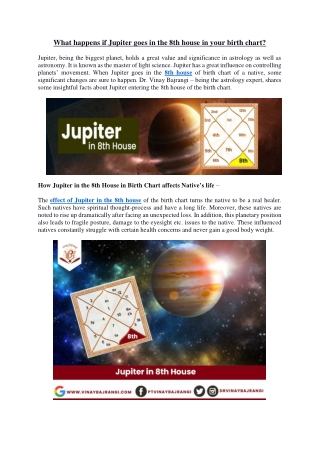 Effect of Jupiter in 8th House in Birth Chart - Dr Vinay Bajrangi
