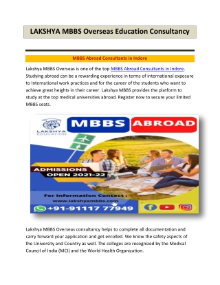 Overseas MBBS Consultant in Indore