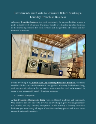 Investments and Costs to Consider Before Starting a Laundry Franchise Business