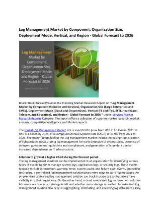 Global Log Management Market Research Report 2021-2026