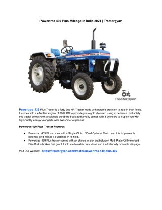 Powertrac 439 Plus Mileage in India 2021 | Tractorgyan
