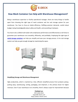 How Mesh Container Can Help with Warehouse Management