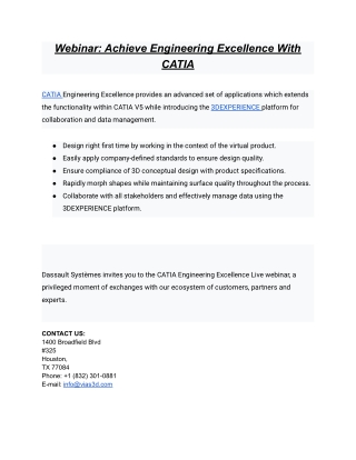 Webinar: Achieve Engineering Excellence with CATIA - VIAS3D