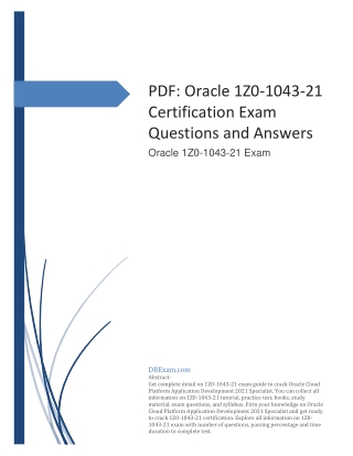 PDF: Oracle 1Z0-1043-21 Certification Exam Questions and Answers
