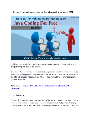 Here are 10 websites where you can learn Java coding for free in 2021