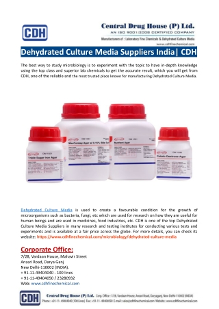 Dehydrated Culture Media Suppliers India