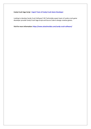 Candy Crush Saga Script - Expert Team of Candy Crush Game Developer
