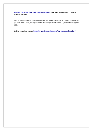 Get Your Top Online Tow Truck Dispatch Software - Tow Truck App like Uber