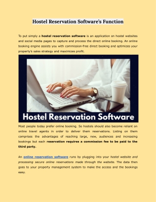 Hostel Reservation Software’s Function