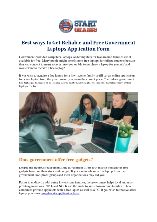 Best Ways to Get Reliable and Free Government Laptops Application Form