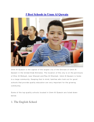 5 Best Schools in Umm Al Quwain