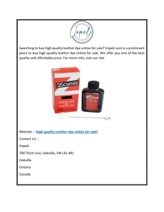 High Quality Leather Dye Online for Sale  Vopeli.com